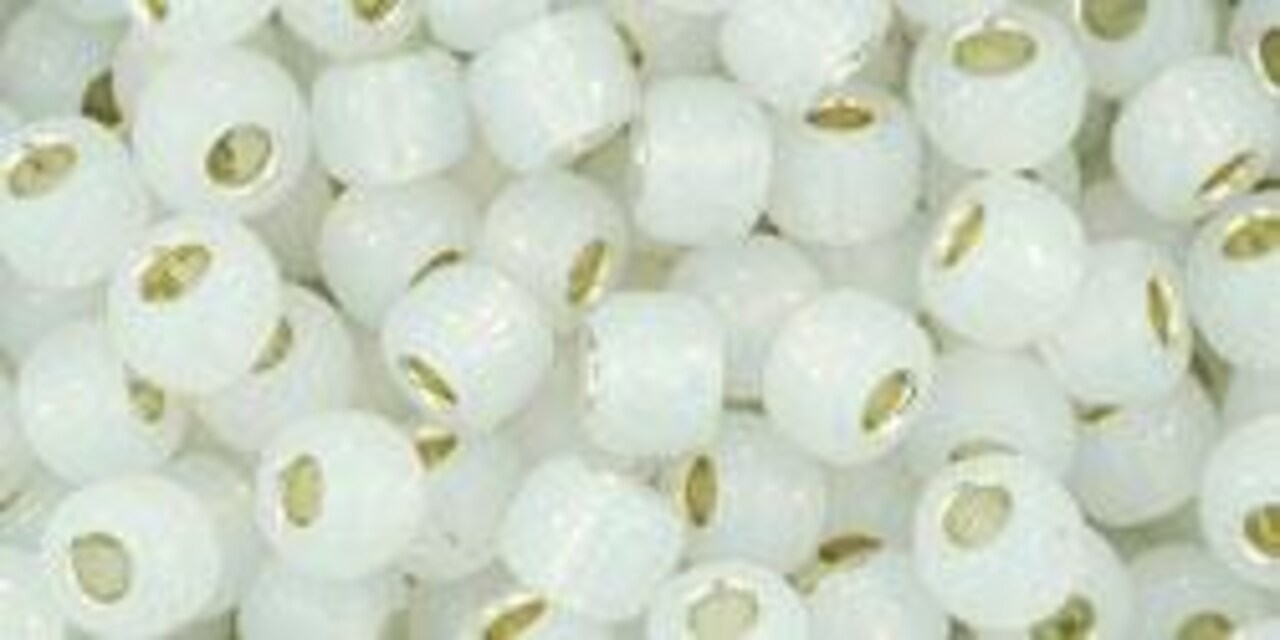 Toho 6/0 Round Japanese Seed Bead, TR6-2100, Silver Lined Milky White PermaFinish